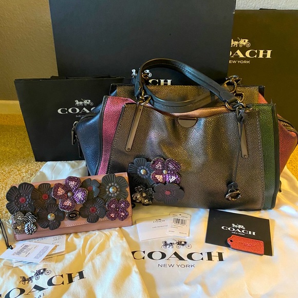 Coach Metallic Colorblock Dreamer & Custom Wallet - Picture 1 of 11